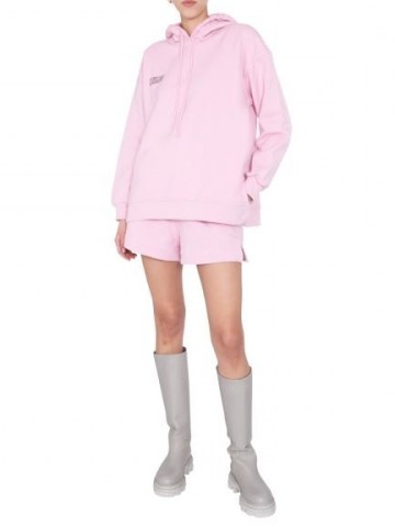 GANNI FELPA OVERSIZE FIT PULLOVER HOODIE in PINK - flipped