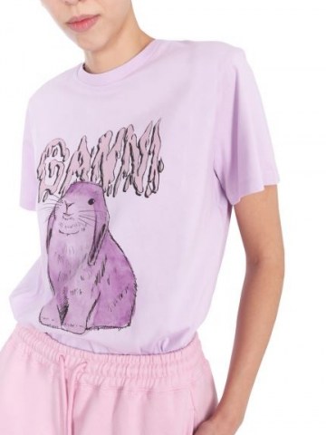 GANNI T-SHIRT IN JERSEY DI COTONE CON STAMPA BUNNY ~ lilac tee ~ bunnies on T-shirts ~ rabbit prints
