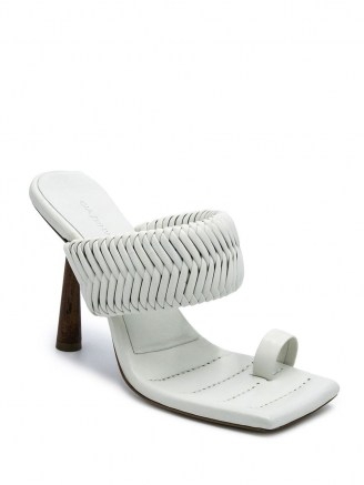 Gia Couture x RHW 100mm white woven mules / square toe mule / sculpted heels - flipped