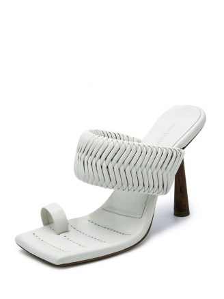 Gia Couture x RHW 100mm white woven mules / square toe mule / sculpted heels
