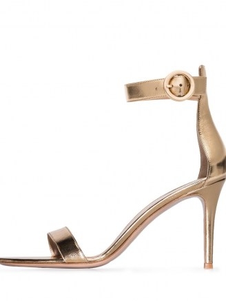 Gianvito Rossi Portofino 85mm metallic-gold leather sandals ~ luxe barely there heels