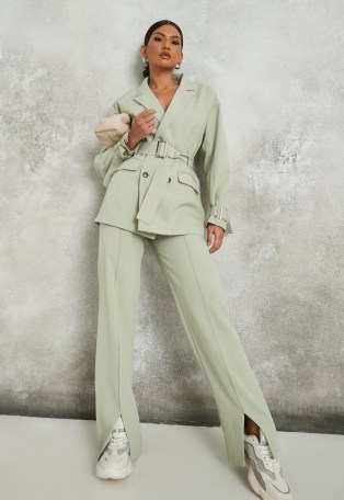 MISSGUIDED green co ord drop shoulder tailored blazer - flipped