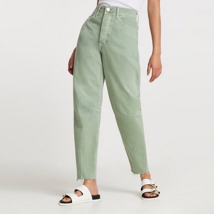 River Island Green high waisted tapered jean | coloured denim jeans