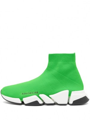 BALENCIAGA Speed 2.0 trainers – green stretch jersey sock style trainer - flipped