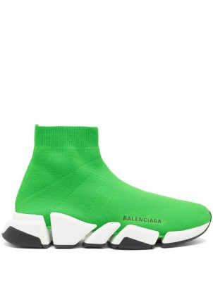 BALENCIAGA Speed 2.0 trainers – green stretch jersey sock style trainer
