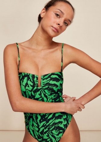 WHISTLES TIGER ANIMAL PRINT SWIMSUIT GREEN/MULTI / spaghetti strap swimsuits - flipped