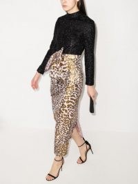 Halpern leopard print panelled long dress | glamorous party dresses