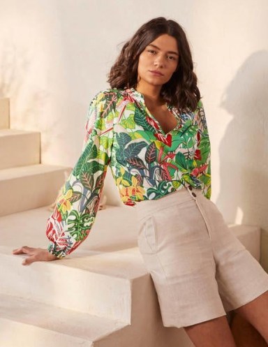 BODEN Heather Top Palm Leaf, Paradise Jungle / printed multi coloured summer tops - flipped