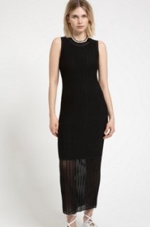 HUGO Shomary tube dress in super-stretch fabric with sheer accents – black knitted sleeveless column dresses - flipped