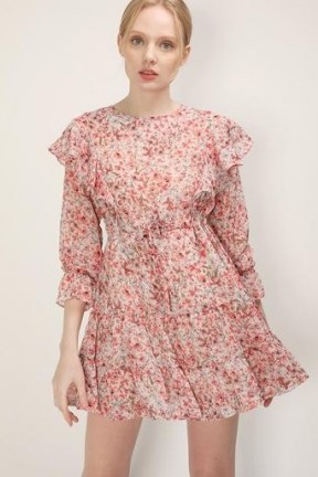 storets Hana Floral Ruffle Dress ~ romantic pink dresses ~ feminine fashion - flipped