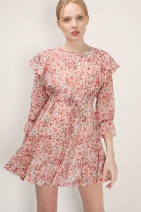 storets Hana Floral Ruffle Dress ~ romantic pink dresses ~ feminine fashion