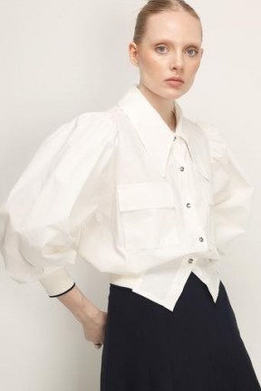 storets Madilyn Collar Accent Shirt | shirts with oversized collars and long balloon sleeves