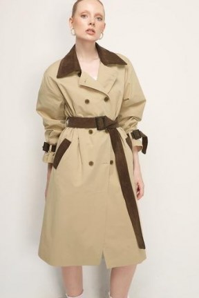 storets Thea Contrast Collar Trench Coat | beige belted coats