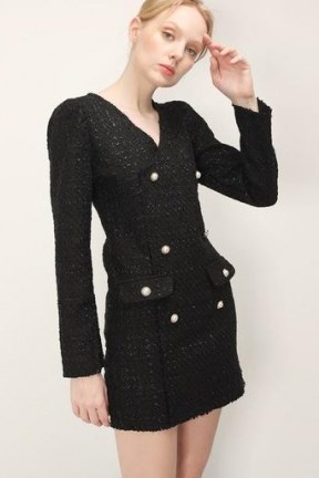 storets Ivy Tweed Button Detail Dress ~ textured LBD - flipped