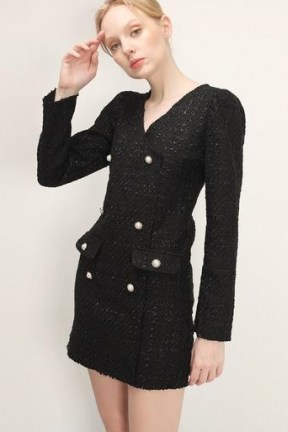 storets Ivy Tweed Button Detail Dress ~ textured LBD