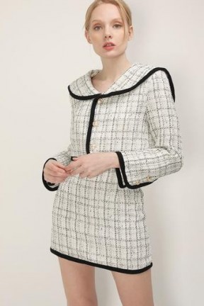 storets Brittany Tweed Trim Jacket ~ textured sailor collar jackets - flipped