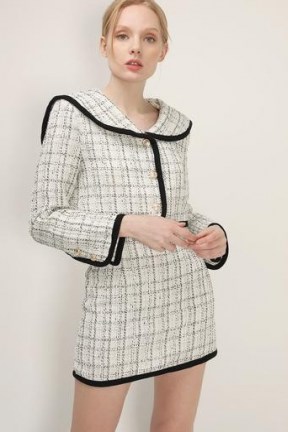 storets Brittany Tweed Trim Jacket ~ textured sailor collar jackets