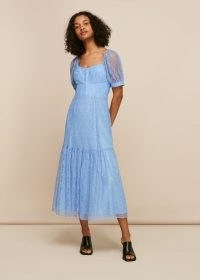 WHISTLES LACE CORSET DRESS ~ blue puff sleeve dresses