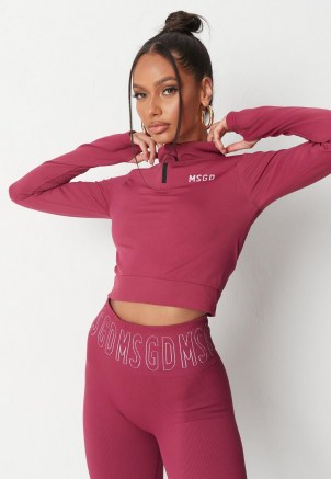 jordan lipscombe x missguided recycled burgundy msgd seamless half zip gym top ~ sporty fashion ~ sports tops
