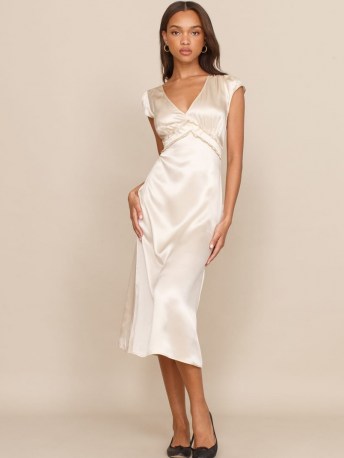 Reformation Kaye Dress | ivory silk vintage style empire waist dresses - flipped