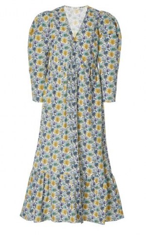 Sea Leslie Printed Cotton Midi Dress / floral flared hem summer dresses - flipped