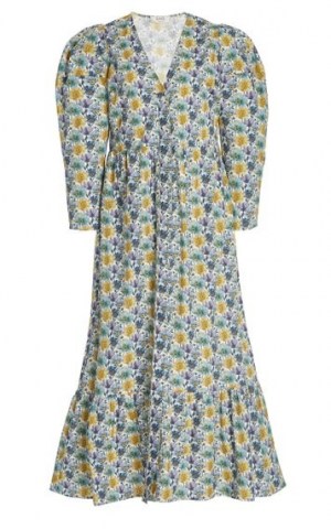 Sea Leslie Printed Cotton Midi Dress / floral flared hem summer dresses