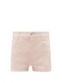 STELLA MCCARTNEY Logo-embroidered organic cotton-blend denim shorts in pink