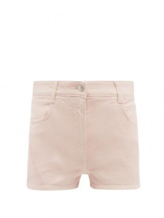 STELLA MCCARTNEY Logo-embroidered organic cotton-blend denim shorts in pink - flipped