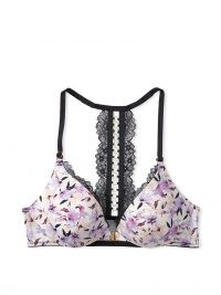 Love by Victoria Front Close Lace Trim Push Up Plunge Bra ~ strappy back bras ~ Victoria’s Secret lingerie