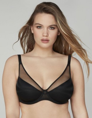Agent Provocateur Lucky Padded Plunge Underwired Bra – semi sheer black bras - flipped