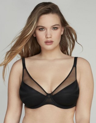Agent Provocateur Lucky Padded Plunge Underwired Bra – semi sheer black bras