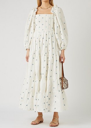 LUG VON SIGA Daphne floral-embroidered cotton maxi dress ~ romantic spring dresses ~ - flipped