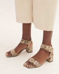 JIGSAW MAER LEATHER HEELED SANDAL / snake print block heel sandals