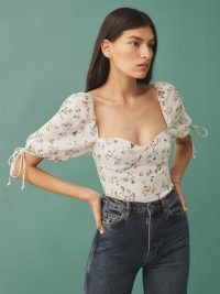 Reformation Maryland Linen Top | floral puff sleeve tops