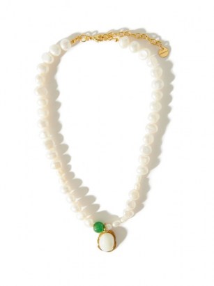 ANITA BERISHA Medallion pearl & 14kt gold-plated necklace ~ statement necklaces with pearls