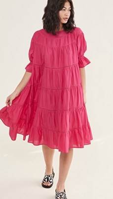 Merlette Paradis Dress ~ bright pink tiered dresses - flipped