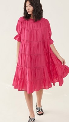 Merlette Paradis Dress ~ bright pink tiered dresses