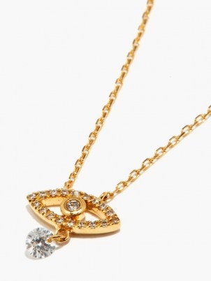 PERSEE Evil Eye diamond & 18kt gold necklace / small luxe pendant necklaces - flipped