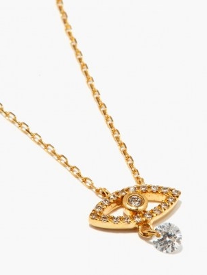 PERSEE Evil Eye diamond & 18kt gold necklace / small luxe pendant necklaces