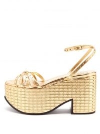 VALENTINO GARAVANI Micro-studded nappa-leather platform sandals – luxe metallic gold platforms – 70s style evening shoes