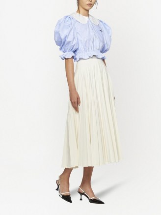 Miu Miu ruffle-trim gingham-print blouse – puff sleeve blouses