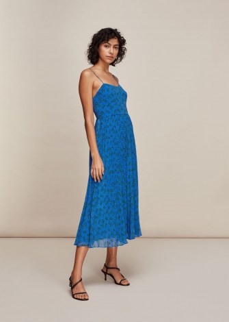 WHISTLES KINETIC STRAPPY PLEATED DRESS / blue spaghetti strap summer dresses - flipped