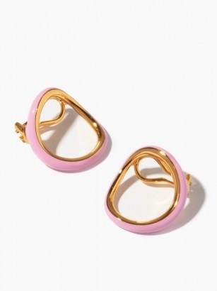 CHARLOTTE CHESNAIS Naho pink enamel & 18kt gold-vermeil clip earrings - flipped