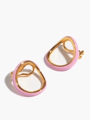 CHARLOTTE CHESNAIS Naho pink enamel & 18kt gold-vermeil clip earrings