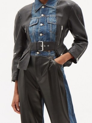 ALEXANDER MCQUEEN Nappa leather and denim basque jacket ~ cinched waist jackets - flipped