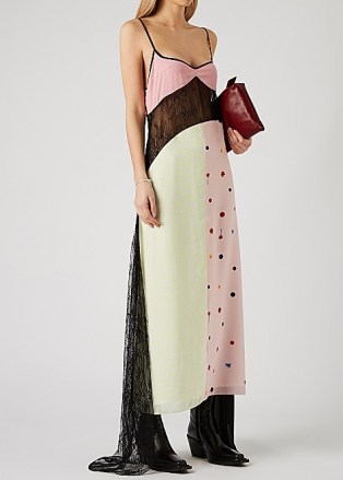 NATASHA ZINKO Printed lace-panelled maxi dress ~ feminine slip dresses ~ spaghetti strap evening wear - flipped