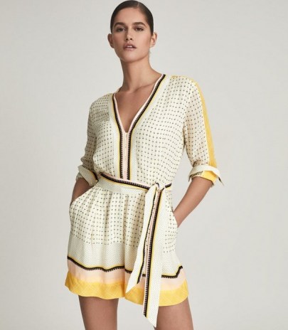 REISS NAYA SCARF PRINT PLAYSUIT YELLOW ~ chic summer playsuits