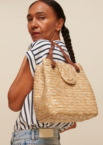 WHISTLES WINSLOW STRAW SHOULDER BAG / neutral summer bags - flipped