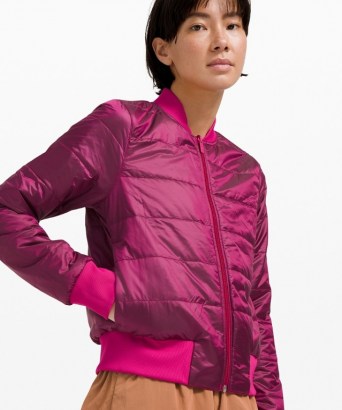 lululemon Non Stop Bomber Ripened Rasperry ~ pink reversable sports jackets ~ sportswear - flipped