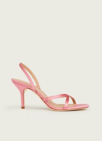 L.K. BENNETT NOON PINK SATIN FORMAL SANDALS ~ strappy slingback heels - flipped